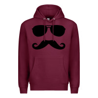 Burgundy moustache and sunglasses Premium Hoodie - artisFamous