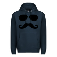 Navy moustache and sunglasses Premium Hoodie - artisFamous