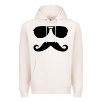 Pale Pink moustache and sunglasses Premium Hoodie - artisFamous