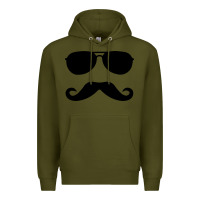 Army Green moustache and sunglasses Premium Hoodie - artisFamous