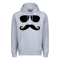 Heather Grey moustache and sunglasses Premium Hoodie - artisFamous