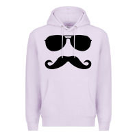 Lilac moustache and sunglasses Premium Hoodie - artisFamous