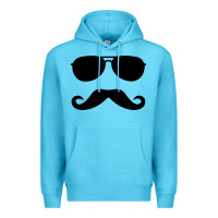 Ocean Blue moustache and sunglasses Premium Hoodie - artisFamous