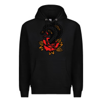 Black the king cobra snake and rose Premium Hoodie - artisFamous