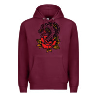 Burgundy the king cobra snake and rose Premium Hoodie - artisFamous