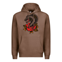 Chestnut the king cobra snake and rose Premium Hoodie - artisFamous