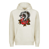 Oatmeal Heather the king cobra snake and rose Premium Hoodie - artisFamous