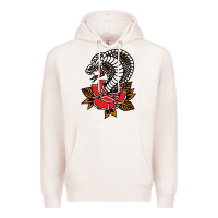 Pale Pink the king cobra snake and rose Premium Hoodie - artisFamous