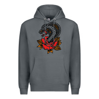 Rock the king cobra snake and rose Premium Hoodie - artisFamous