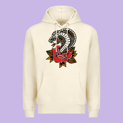 The King Cobra Snake And Rose Premium Hoodie Designed By Artisfamous