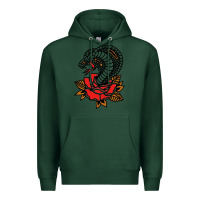 Sports Green the king cobra snake and rose Premium Hoodie - artisFamous
