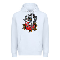 White the king cobra snake and rose Premium Hoodie - artisFamous