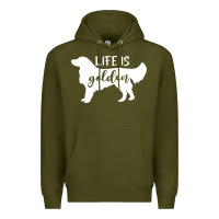 Army Green golden retriever - life is golden white Premium Hoodie - artisFamous