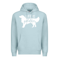 Blue Mist golden retriever - life is golden white Premium Hoodie - artisFamous