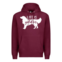 Burgundy golden retriever - life is golden white Premium Hoodie - artisFamous