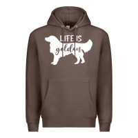 Coffee golden retriever - life is golden white Premium Hoodie - artisFamous