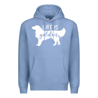 Colony Blue golden retriever - life is golden white Premium Hoodie - artisFamous