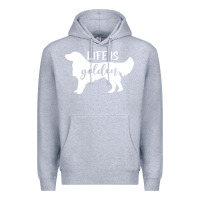 Heather Grey golden retriever - life is golden white Premium Hoodie - artisFamous