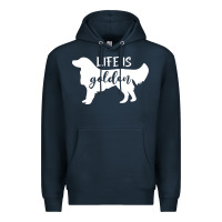 Navy golden retriever - life is golden white Premium Hoodie - artisFamous