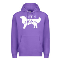 Purple golden retriever - life is golden white Premium Hoodie - artisFamous