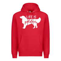 Red golden retriever - life is golden white Premium Hoodie - artisFamous