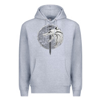 Heather Grey Witcher Wolf Premium Hoodie - artisFamous