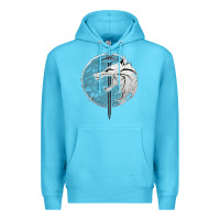 Ocean Blue Witcher Wolf Premium Hoodie - artisFamous