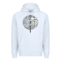 White Witcher Wolf Premium Hoodie - artisFamous