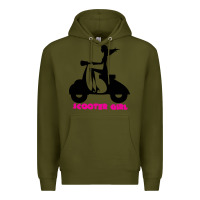 Army Green scooter girl Premium Hoodie - artisFamous