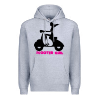 Heather Grey scooter girl Premium Hoodie - artisFamous