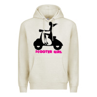 Oatmeal Heather scooter girl Premium Hoodie - artisFamous