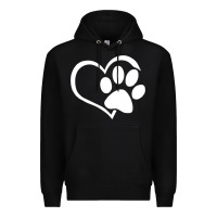 Black dog dad mom puppy shirt love dogs paw print heart women men  shirt Premium Hoodie - artisFamous