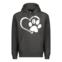 Charcoal Heather dog dad mom puppy shirt love dogs paw print heart women men  shirt Premium Hoodie - artisFamous