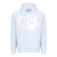White dog dad mom puppy shirt love dogs paw print heart women men  shirt Premium Hoodie - artisFamous