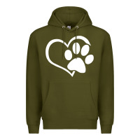 Army Green dog dad mom puppy shirt love dogs paw print heart women men  shirt Premium Hoodie - artisFamous