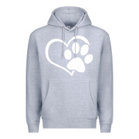 Heather Grey dog dad mom puppy shirt love dogs paw print heart women men  shirt Premium Hoodie - artisFamous