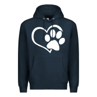 Navy dog dad mom puppy shirt love dogs paw print heart women men  shirt Premium Hoodie - artisFamous