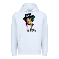 White jimi hendrix Premium Hoodie - artisFamous