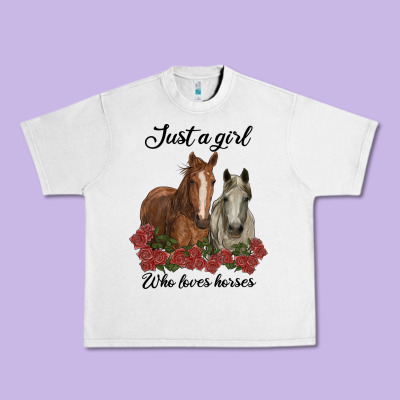 Just A Girl Who Loves Horses No Background Urban Heavy Tee Designed By Ranaportraitstore