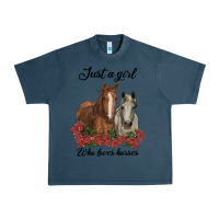 Midnight Navy just a girl who loves horses no background Urban Heavy Tee - RanaPortraitStore