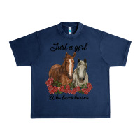 Navy just a girl who loves horses no background Urban Heavy Tee - RanaPortraitStore