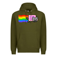 Army Green Nyan Cat Premium Hoodie - artisFamous