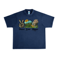 Navy Peace Love Hippo Urban Heavy Tee - LillyAllenDesigns