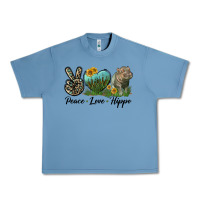 Pebble Blue Peace Love Hippo Urban Heavy Tee - LillyAllenDesigns