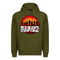 Army Green Red Dead Redemption 2 Red Moon Cowboy Premium Hoodie - artisFamous