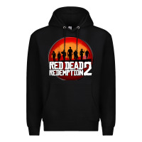 Black Red Dead Redemption 2 Red Moon Cowboy Premium Hoodie - artisFamous