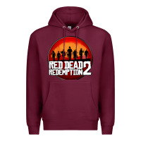 Burgundy Red Dead Redemption 2 Red Moon Cowboy Premium Hoodie - artisFamous
