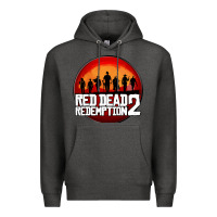 Charcoal Heather Red Dead Redemption 2 Red Moon Cowboy Premium Hoodie - artisFamous