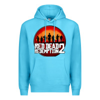 Ocean Blue Red Dead Redemption 2 Red Moon Cowboy Premium Hoodie - artisFamous