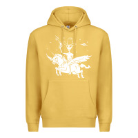 Antique Gold alien riding unicorn  cool ufo cowboy Premium Hoodie - artisFamous